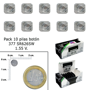 แบตเตอรี่เซลล์กระดุมซิลเวอร์ออกไซด์ 377 / SR626SW (กล่องบรรจุ 10 ก้อน) - Product Image 1