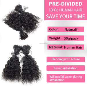 Cheveux humains pré-divisés en vrac tressage cheveux pour Boho tresses bouclés Boho Locs Boho Crochet tresses Extensions <span class=keywords><strong>de</strong></span> cheveux humains - Product Image 5