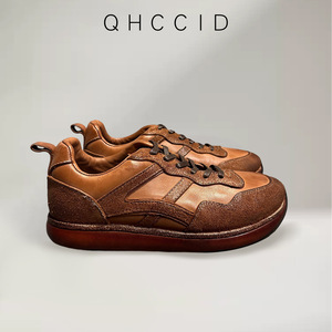 รองเท้าผ้าใบลำลองหนังแท้สำหรับผู้ชาย QHCCID พื้นยางกันลื่น สวมใส่สบาย เหมาะสำหรับเดินทุกวัน - Product Image 4