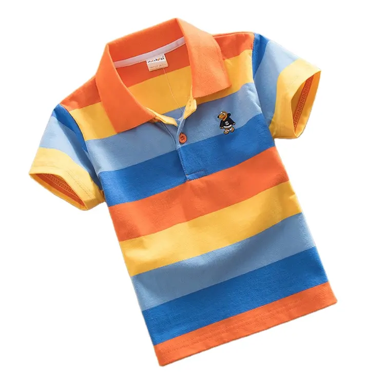 OEM service wide stripe children boys polo t shirts boys mix colour kids clothes