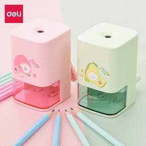 Deli Pencil Sharpener Manual Hand Crank Kids Plastic Pink Green 99x63x102mm - Product Image 1