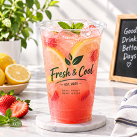 Gobelets en PET transparents en gros, personnalisables pour boissons aux fraises, pamplemousses, citrons, smoothies et branding de café