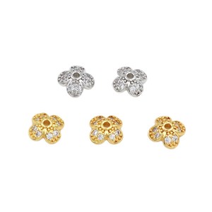 Micro-painted zircon flower setting, <b>copper</b> plated with 18k gold for color retention, <b>bracelet</b> jewelry accessories, spacer - Product Image 5