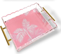 Plateau de service en acrylique transparent de conception sûre de haute qualité Plateau en acrylique de taille personnalisée avec poignées