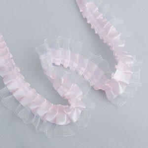 4cm doppio plissettato in poliestere trasparente Chiffon accessori per indumenti gonna polsini fatti a mano fai da te gonna tutore pizzo - Product Image 3