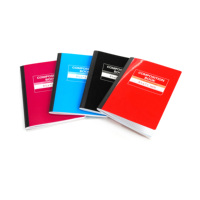 Carnet de composition format B5, couleur unie, ligné simple, quadrillé, ligné double, 200 pages, pour l'école et l'université, en stock