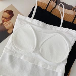 Canotta EasyCore alla Moda in Tinta Unita con Imbottitura Fissa, Stile Coreano, Indossabile Anche Fuori, Top Reggiseno Senza Spalline - Product Image 5