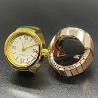 Reloj de pulsera de cuarzo chapado en oro de moda con envío rápido personalizado, mini reloj de anillo para mujer.