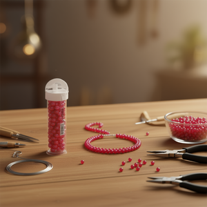 Perline ILAN Abalorio 6mm rosso Sandia per la creazione di gioielli, 12 pezzi per tubo - Product Image 2