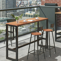 Chaise haute commerciale extérieure moderne 1214 étroite table de bar en bois anti-corrosion conception durable pour balcon de plage en plein air
