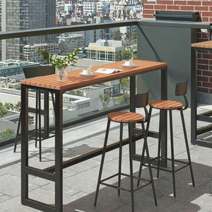 Tavolo da Bar Alto e Stretto da Esterno Commerciale 1214 dal Design Moderno e Resistente in Legno Anticorrosione per Spiaggia, Balcone e Spazi Aperti - Product Image 5