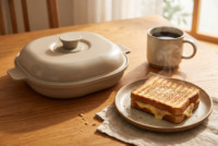 Mikrowellen-Backform Grill Multifunktionale Backschale mit Griff und Deckel Geeignet für Heimische Mikrowellen-Zubereitung