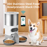 Distributeur automatique d'aliments pour animaux de compagnie intelligent en acier inoxydable avec fenêtre supérieure, style rond, pour chats et chiens, avec application Wi-Fi et deux gamelles