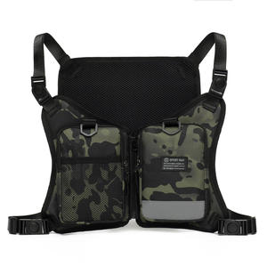 Veste de course nocturne unisexe en gros, nouvelle couleur unie, réfléchissante, détachable, sac de poitrine portable, poche en maille, sacs pour hommes - Product Image 3