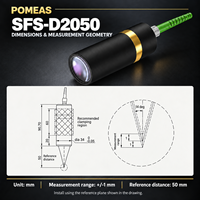 POMEAS SFS-D2050 Chromatic Confocal Displacement Probe, Rentang +/-1 mm, Jarak Referensi 50 mm, Pengulangan RMS 85 nm