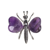 Vente en gros d'ornements en cristal jade amour papillon libellule ailes coeur pêche agate micro animal DIY