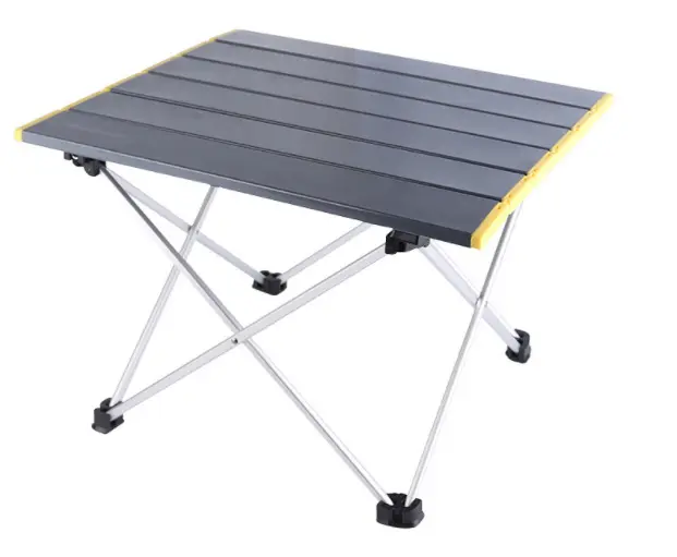 Amazon Camping Table Hot Sale Aluminum Alloy Wooden Grain Luxury Solid Wearable Matte Surface Hard-topped Detachable Folding