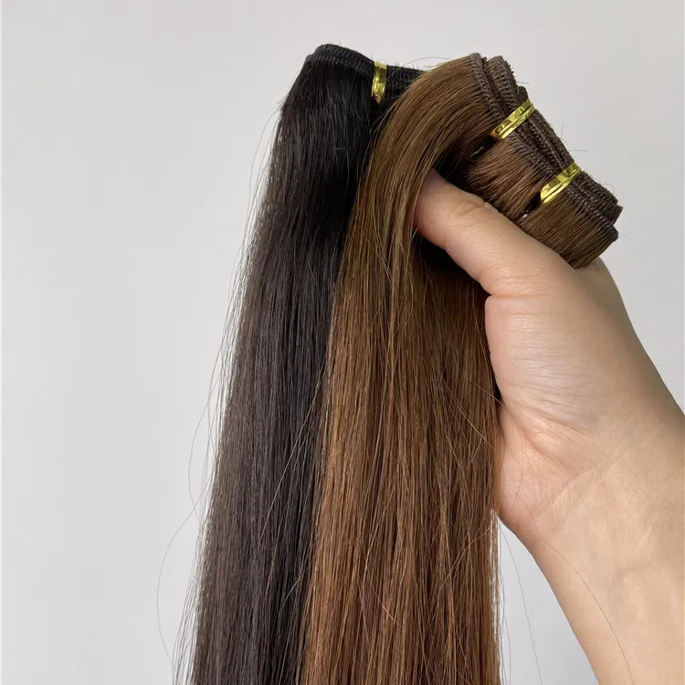 Greathairgroup 18 20 22 inch Can Be Customized Pretty Russian Brown Blonde Hand Tied Weft Hair Extension