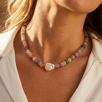 Nouveau collier de perles en pierres précieuses naturelles, imperméable et inaltérable, avec perles de culture d'eau douce et coquillages, pour femme