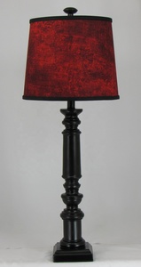 Black Spindle <b>Table</b> <b>Lamp</b> With Red Fabric Shade Traditional Design For Living Room Indoor Use Durable Wood <b>Base</b> - Product Image 2