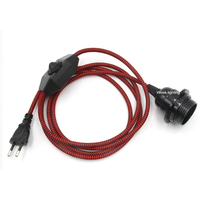Cordon d'alimentation en Textile tressé avec prise US, 3 mètres, 110V, avec interrupteur de variateur, corde d'alimentation couverte