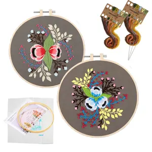 Flower Embroidery Starter Kit With Pattern Embroidery Set Needlework Embroidery Kits