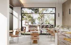 ตู้โชว์ขนมแบบกำหนดเองพร้อมชั้นวางกระจกสีขาวสำหรับร้านกาแฟและร้านขนมหวาน - Product Image 2