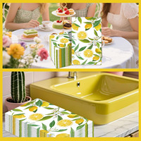 Serviettes en papier jetables 3 plis à motif citron jaune et feuilles