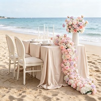 Ensemble d'arche de fleurs artificielles en roses de soie en forme de cœur rose, fait main, durable, respectueux de l'environnement, pour décorations de mariage intérieures et extérieures