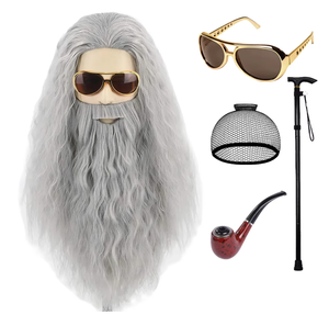 วิกผมยาว26นิ้วผมหยิกหยักศกและเสื้อปีนเขาสำหรับคอสเพลย์ตามบทบาทของพ่อมด + ท่อ + แว่นตา + ตาข่ายคลุมผม - Product Image 1
