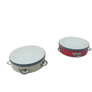 Tambourin à main de 8 pouces personnalisé pour mariage, église, <span class=keywords><strong>instrument</strong></span> de <span class=keywords><strong>percussion</strong></span> musical avec logo personnalisé certifié CE en bois et métal - Product Image 1