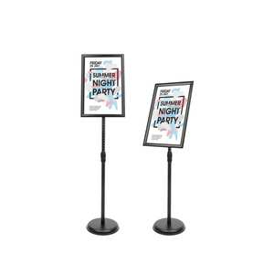 Supporto per Menu Pieghevole Regolabile con Base Rotonda in Alluminio, Espositore da Terra Argento per Uso Interno A3 - Product Image 4