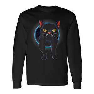 T-shirt a maniche lunghe per amanti dei gatti, design con gatto nero, per proprietari di animali domestici - Product Image 2