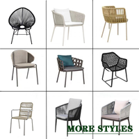 Mobilier moderne de salle à manger d'extérieur combinaison de chaise de table en rotin tressage corde de loisirs pour cour jardin villa terrasse hôtel