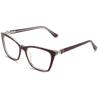 Monture de lunettes classiques œil-de-chat Elan Optical YB8505 pour femme, monture complète en acétate avec métal, livraison rapide