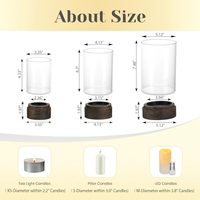 Ensemble de 3 bougeoirs rustiques en bois brun pour bougies piliers, support décoratif vintage en bois avec verre transparent pour mariages, Noël
