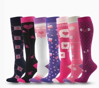 Femmes 2025 Stocks love Cartoon Patterns Knee-high Tube Sport Compression Socks Cycling Running Sport Socks Spandex