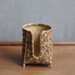 Handmade Bamboo Woven Cup Holder Purple Bamboo Natural Color U Shape Tea Ceremony Accessory For <b>Teacup</b> Storage - Product Image 2