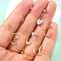Toposh 14 Karat massives Gold klar CZ Labret Knorpel Tragus Daith Ohrringe Nase Ohr stecker Nabel Bauchnabel Ring Piercing Schmuck
