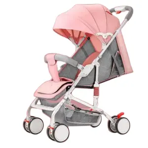 One hand fold pushing lightweight baby pram low price with linen fabric baby stroller