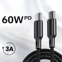 Câble de charge rapide PD Type C vers Type C 60W avec logo personnalisé, en nylon tressé, OEM ODM