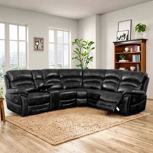 Modern Luxury <b>Corner</b> Recliner Air Leather Sectional Sofa Set Home Theater Lounge Reclining Extendable Feature for Living Room - Product Image 3