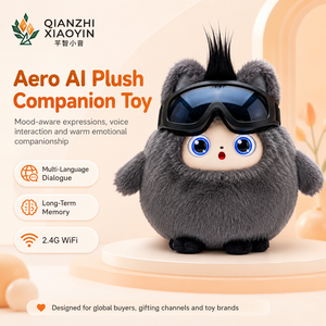 ตุ๊กตา AI สีเทาเท่ห์ พร้อมแว่นนักบิน ระบบสั่นสะเทือน ระบบสัมผัส เซ็นเซอร์เสียง รองรับการเลียนแบบเสียงพูด 50+ ภาษา ตา LED ของขวัญสำหรับทุกเพศทุกวัย จากกวางตุ้ง - Product Image 1