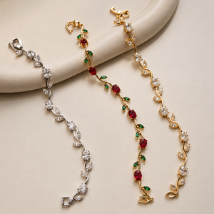 Pulsera de Lujo con Dijes de Hojas y Tulipanes, Chapada en Oro, Ajustable, para Mujer, Regalo de Joyería de Moda - Product Image 1