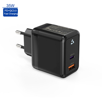 Chargeur GaN 35W PD à prise standard UE, certifié CE, avec protocoles de charge rapide, tête de charge au nitrure de gallium pour voyage, service personnalisé, OVP