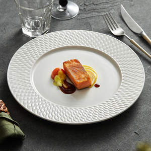 Tùy chỉnh khắc cổ điển sang trọng Trắng sứ gốm Dinner tấm cho Nhà hàng phục vụ & đám cưới bên món ăn - Product Image 6