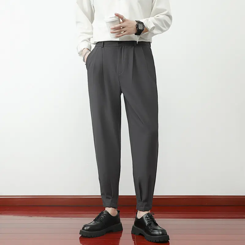 Autumn and winter men's sports pants loose waist trousers Korean version trend pants male casual zipper pants