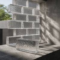Vente en gros de briques de verre fusionné alvéolées 200x100x50mm, carreaux muraux décoratifs solides pour grands projets de cloisons