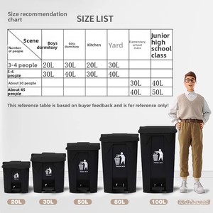 Plastic Pedal <strong>Bin</strong> <strong>Large</strong> Commercial with Lid Sanitation <strong>Kitchen</strong> Restaurant <strong>Large</strong> Capacity Household Outdoor Trash Can - Product Image 3