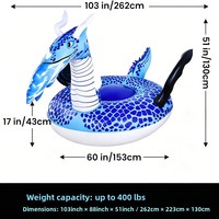 Bouée gonflable géante en PVC Dragon Volant Bleu, pour parc aquatique, 262x153x130CM, pour piscine extérieure, fête, plage